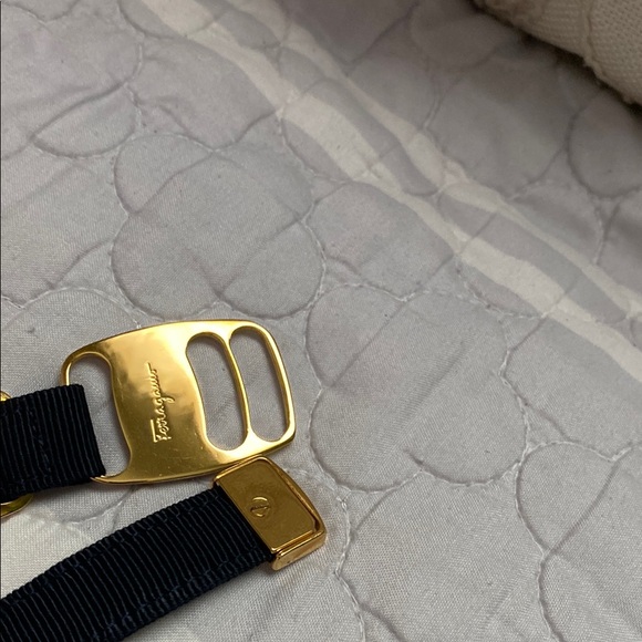 Salvatore Ferragamo dark navy blue and Gold  women belt - Picture 2 of 4